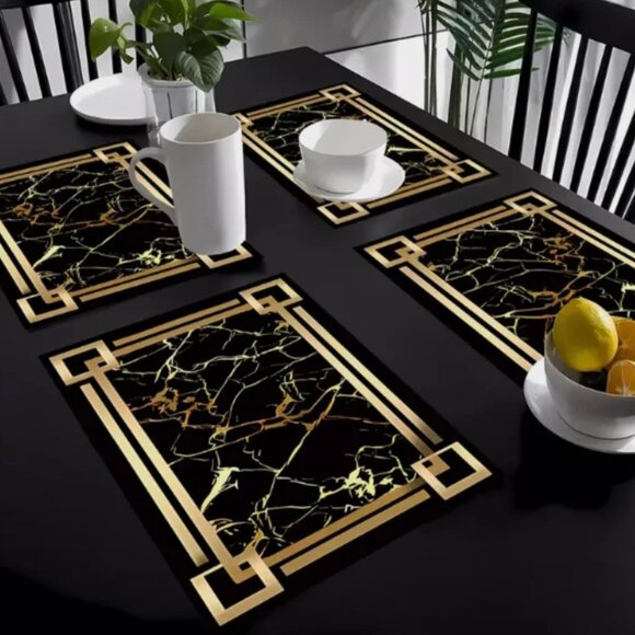 Other - Black Gold Marble Luxury Placemats Set